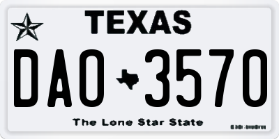 TX license plate DAO3570