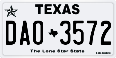 TX license plate DAO3572