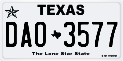 TX license plate DAO3577