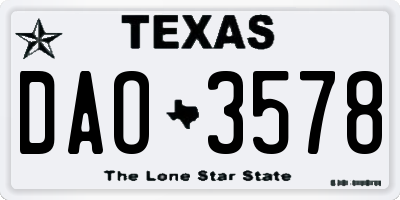 TX license plate DAO3578