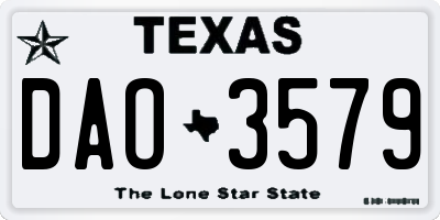 TX license plate DAO3579