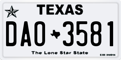 TX license plate DAO3581