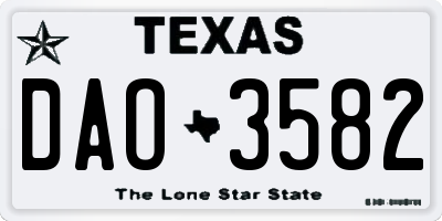 TX license plate DAO3582