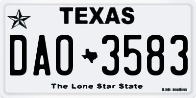 TX license plate DAO3583