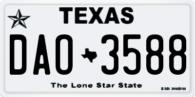TX license plate DAO3588