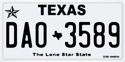 TX license plate DAO3589