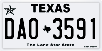 TX license plate DAO3591