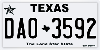 TX license plate DAO3592