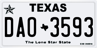 TX license plate DAO3593