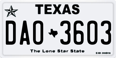 TX license plate DAO3603