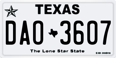 TX license plate DAO3607