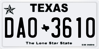 TX license plate DAO3610