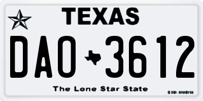 TX license plate DAO3612
