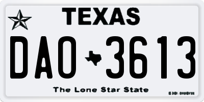 TX license plate DAO3613