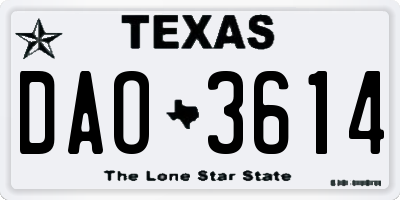 TX license plate DAO3614