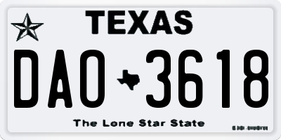 TX license plate DAO3618