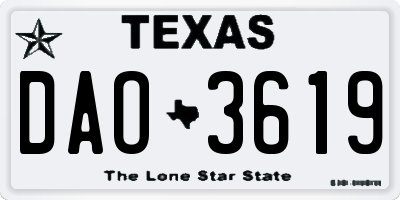 TX license plate DAO3619
