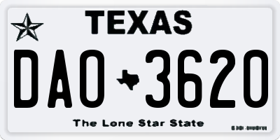 TX license plate DAO3620