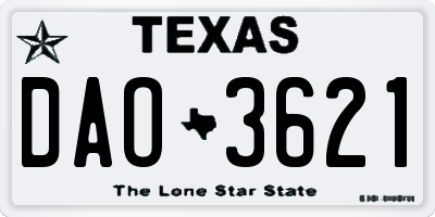 TX license plate DAO3621