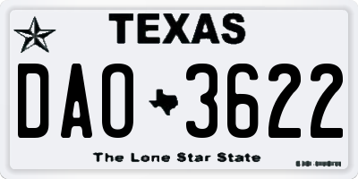 TX license plate DAO3622