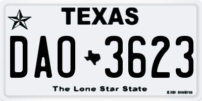 TX license plate DAO3623