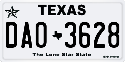 TX license plate DAO3628