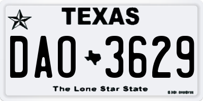 TX license plate DAO3629