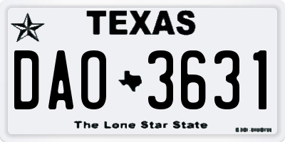 TX license plate DAO3631