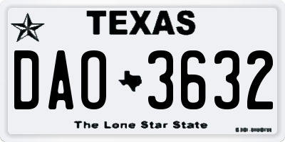 TX license plate DAO3632