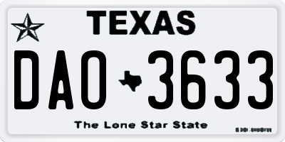 TX license plate DAO3633