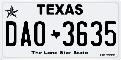 TX license plate DAO3635