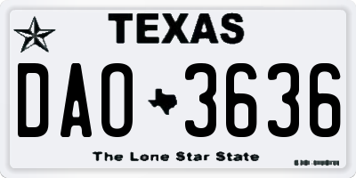 TX license plate DAO3636