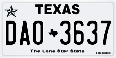 TX license plate DAO3637