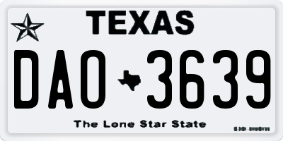 TX license plate DAO3639