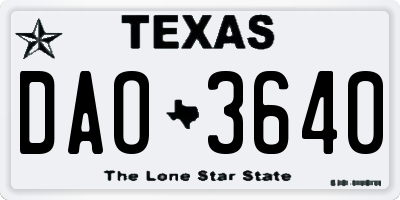 TX license plate DAO3640