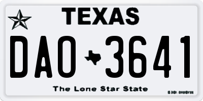 TX license plate DAO3641