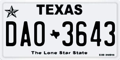 TX license plate DAO3643