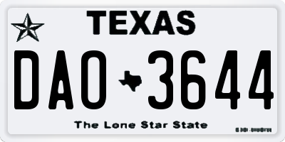 TX license plate DAO3644