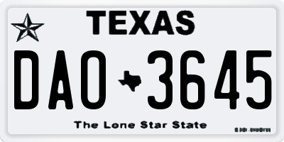 TX license plate DAO3645