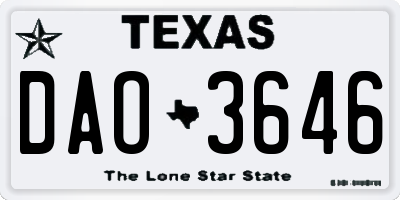 TX license plate DAO3646