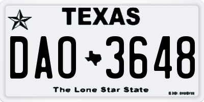 TX license plate DAO3648