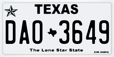 TX license plate DAO3649