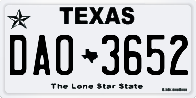 TX license plate DAO3652