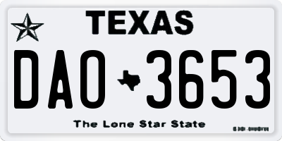 TX license plate DAO3653