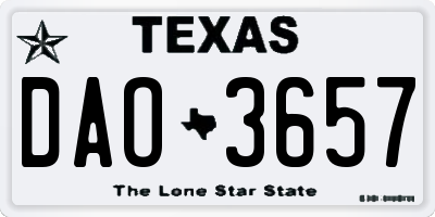 TX license plate DAO3657