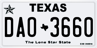TX license plate DAO3660