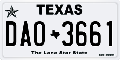 TX license plate DAO3661
