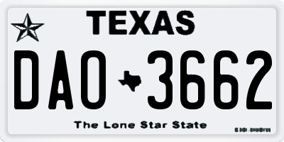 TX license plate DAO3662
