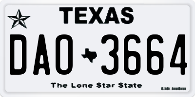 TX license plate DAO3664