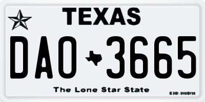 TX license plate DAO3665